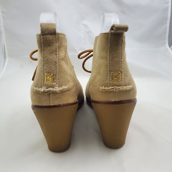 Sperry Top Sider Women's Shoes 9 Beige Harlow Wedge Lace Up Bootie Suede - Picture 3 of 10
